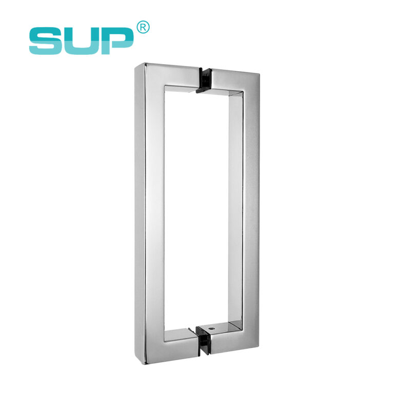 Manijas de puerta de ducha de vidrio deslizante de tubo rectangular de acero inoxidable pulido 304 15X 25 mm manijas de puerta de vidrio de baño DH808